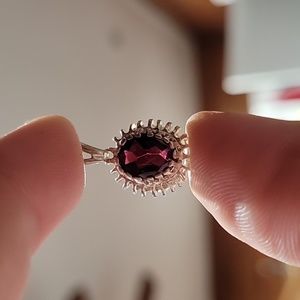 925 sterling silver garnet pendant